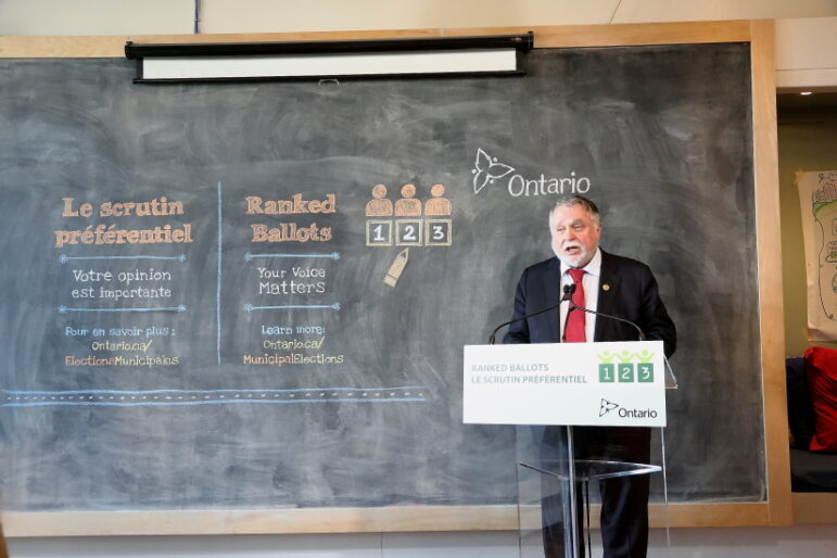 Ted McMeekin announces voluntary ranked-balloting option for Ontario municipaliteis