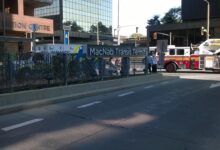 Photo of paramedics and firefighters tending to a woman struck by a HSR bus on July 21, 2016 at the MacNab Transit Terminal