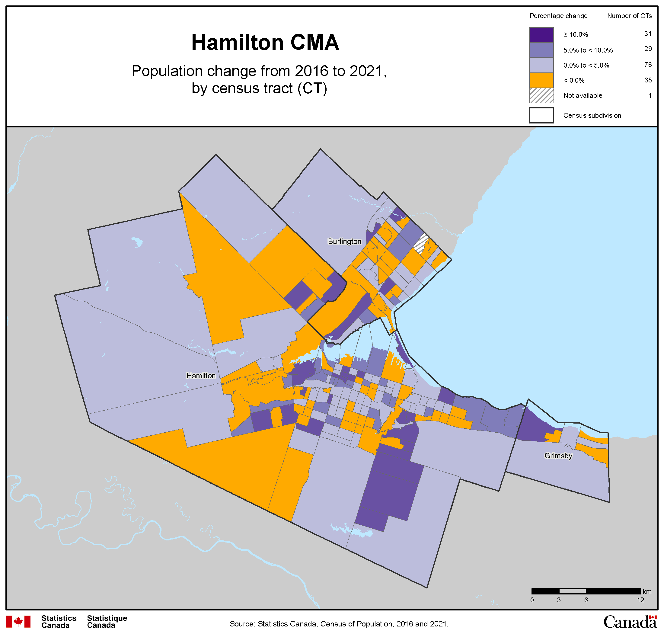 Census 2021 Hamilton Population Growth in Downtown, Binbrook, Upper